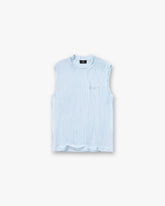 Slub Script Tank - Ice Blue