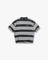 Calfornia Striped T-Shirt - Jet Black Grey Marl